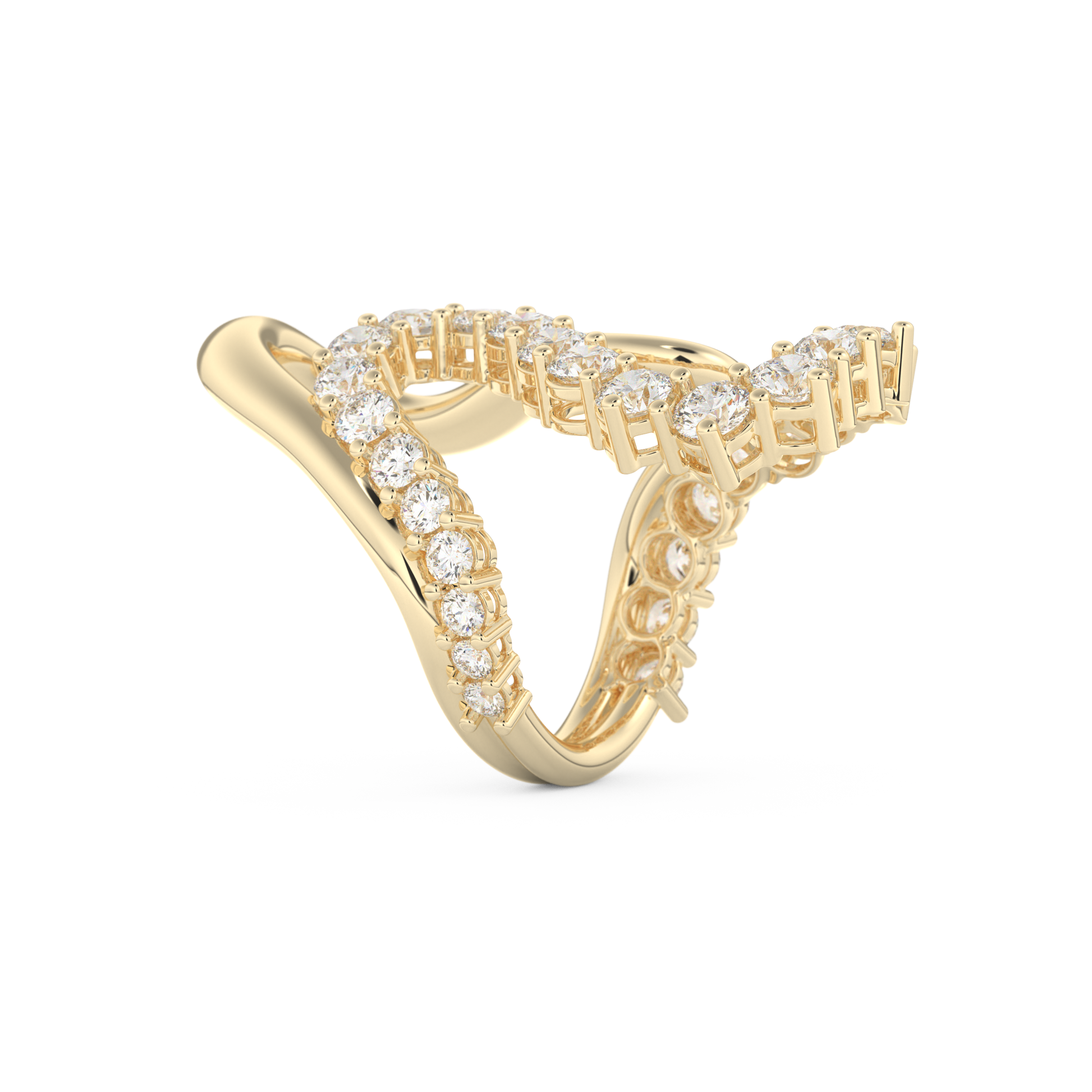 Multi Stones and Curved Wedding Band with 3.08 CT Round Cut Moissanite – Yellow, White, or Rose Gold