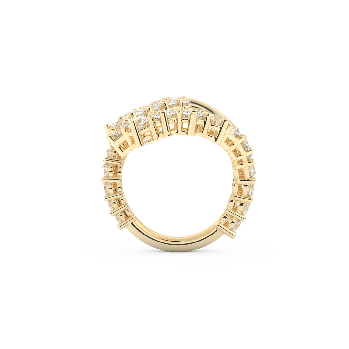 Multi Stones and Curved Wedding Band with 3.08 CT Round Cut Moissanite – Yellow, White, or Rose Gold