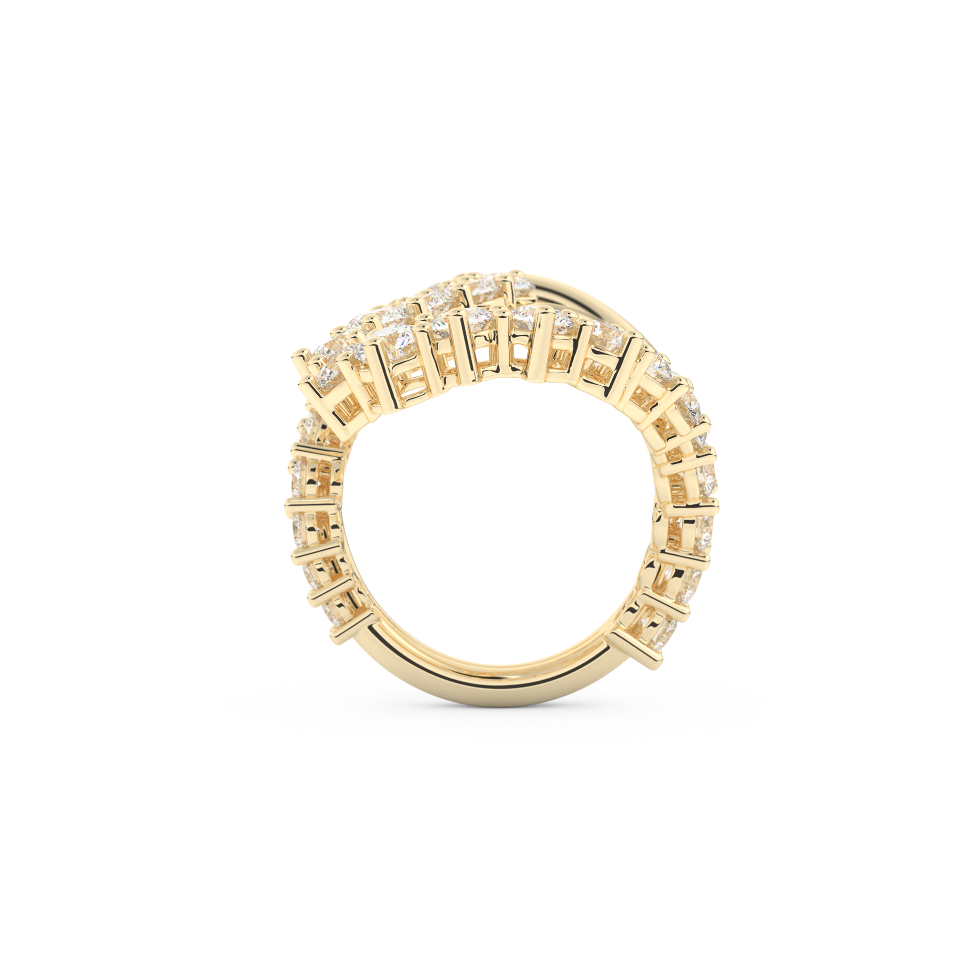 Multi Stones and Curved Wedding Band with 3.08 CT Round Cut Moissanite – Yellow, White, or Rose Gold