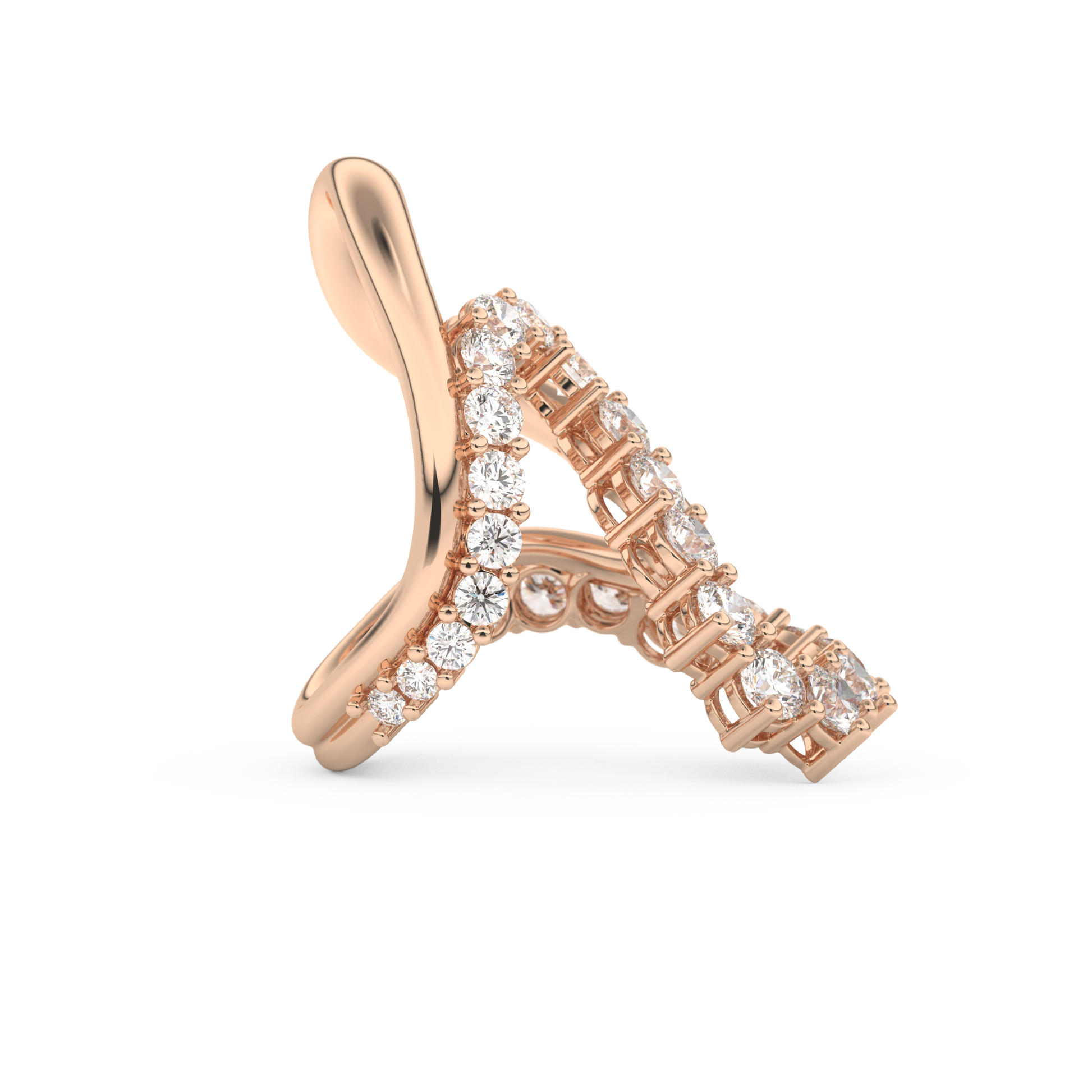 Multi Stones and Curved Wedding Band with 3.08 CT Round Cut Moissanite – Yellow, White, or Rose Gold