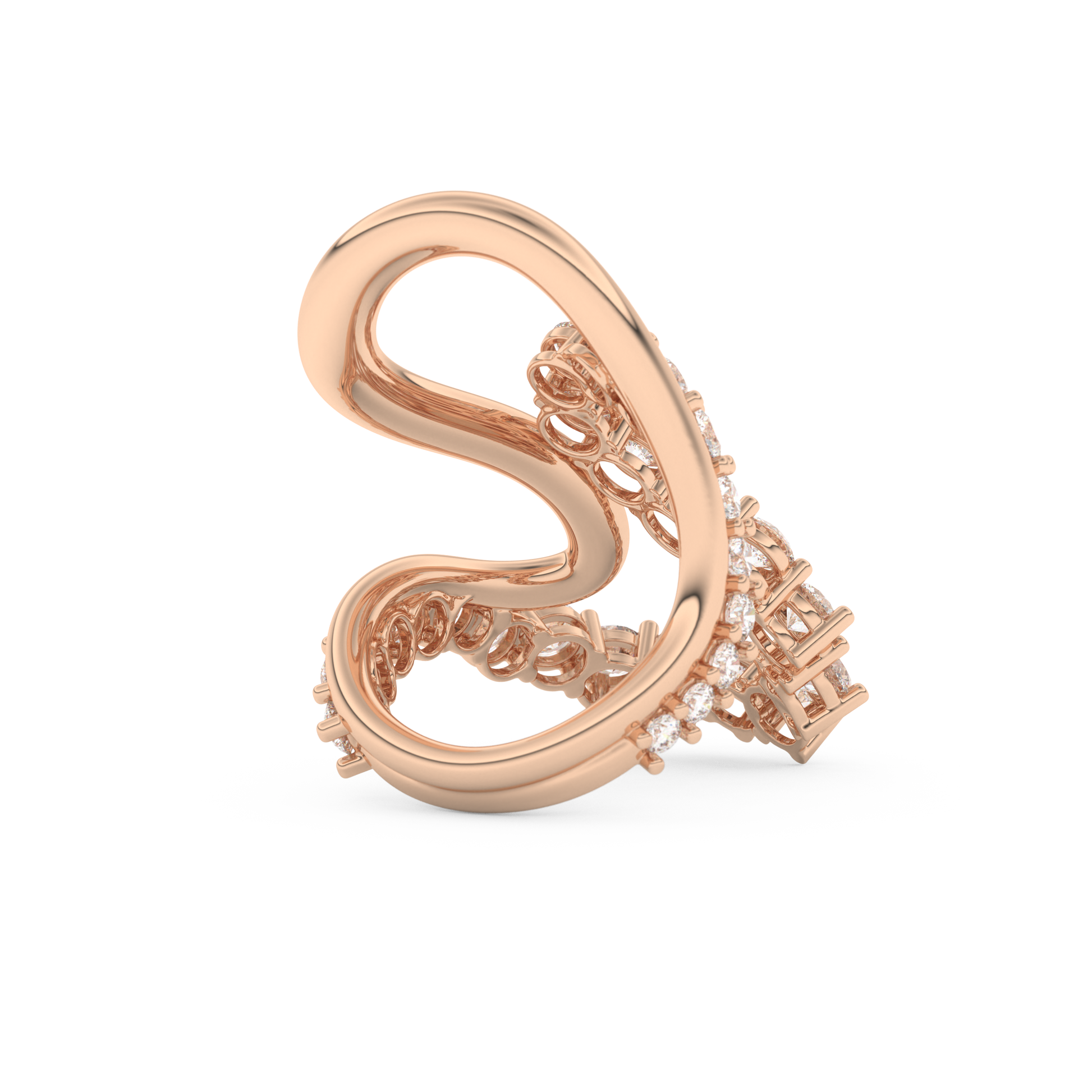 Multi Stones and Curved Wedding Band with 3.08 CT Round Cut Moissanite – Yellow, White, or Rose Gold