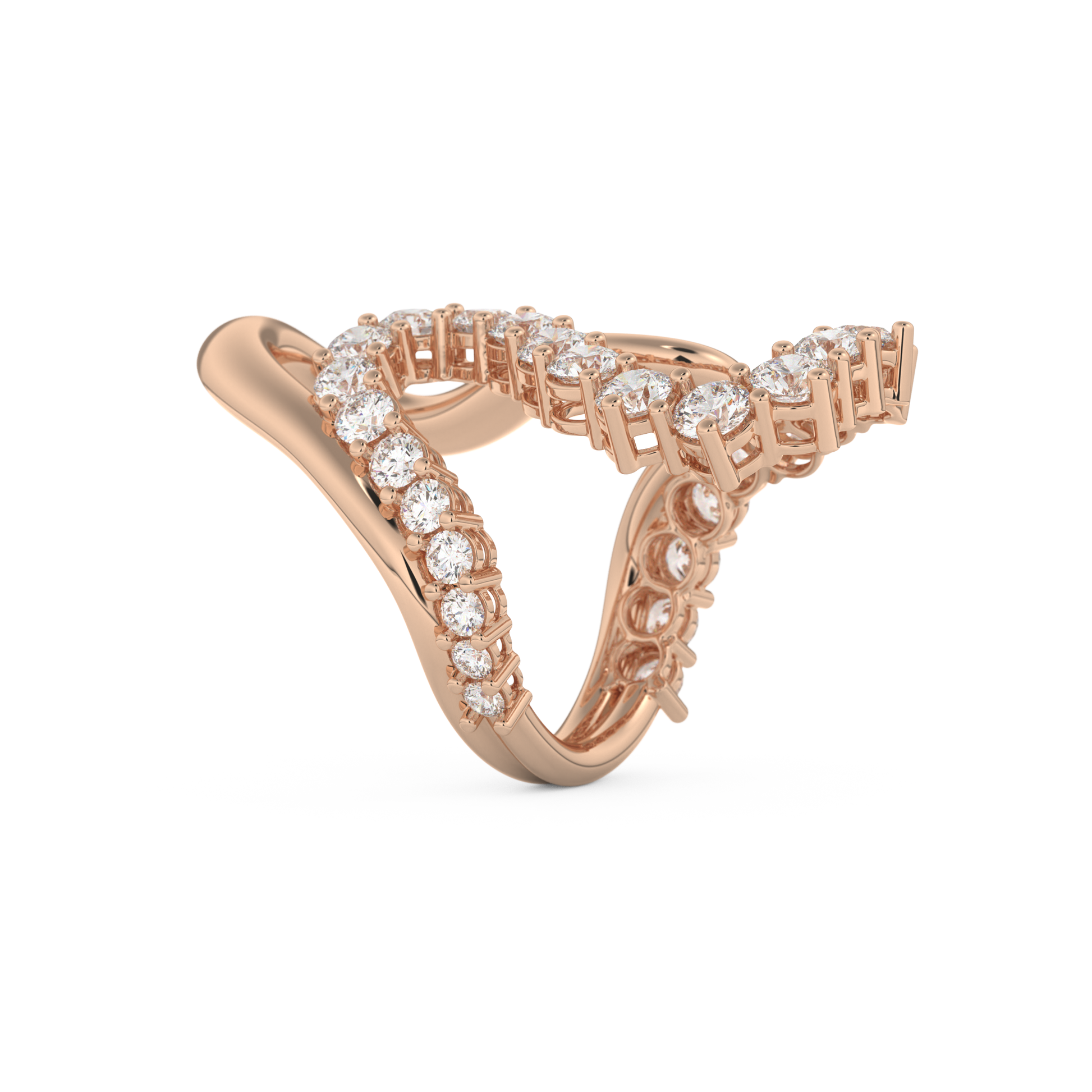 Multi Stones and Curved Wedding Band with 3.08 CT Round Cut Moissanite – Yellow, White, or Rose Gold