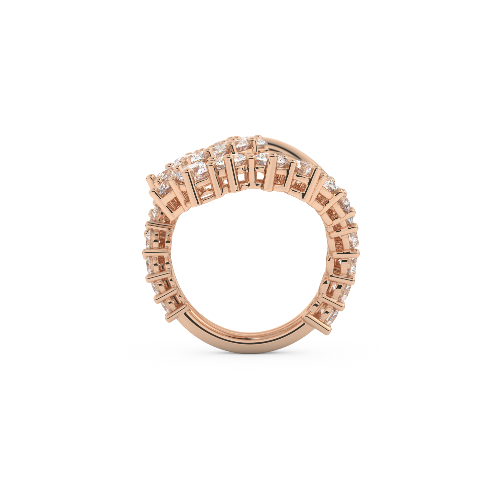 Multi Stones and Curved Wedding Band with 3.08 CT Round Cut Moissanite – Yellow, White, or Rose Gold