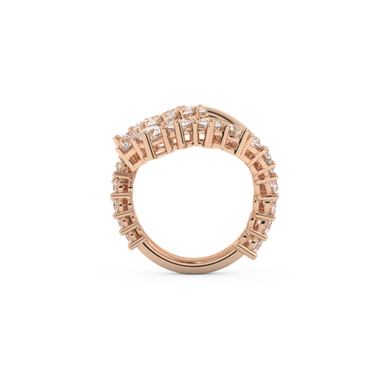 Multi Stones and Curved Wedding Band with 3.08 CT Round Cut Moissanite – Yellow, White, or Rose Gold