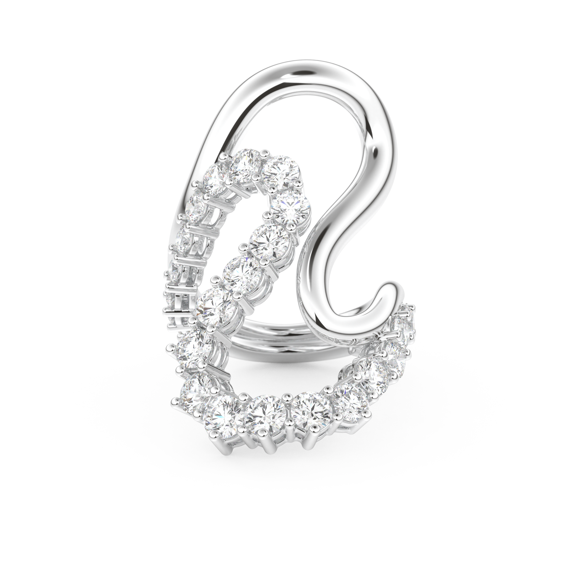 Multi Stones and Curved Wedding Band with 3.08 CT Round Cut Moissanite – Yellow, White, or Rose Gold