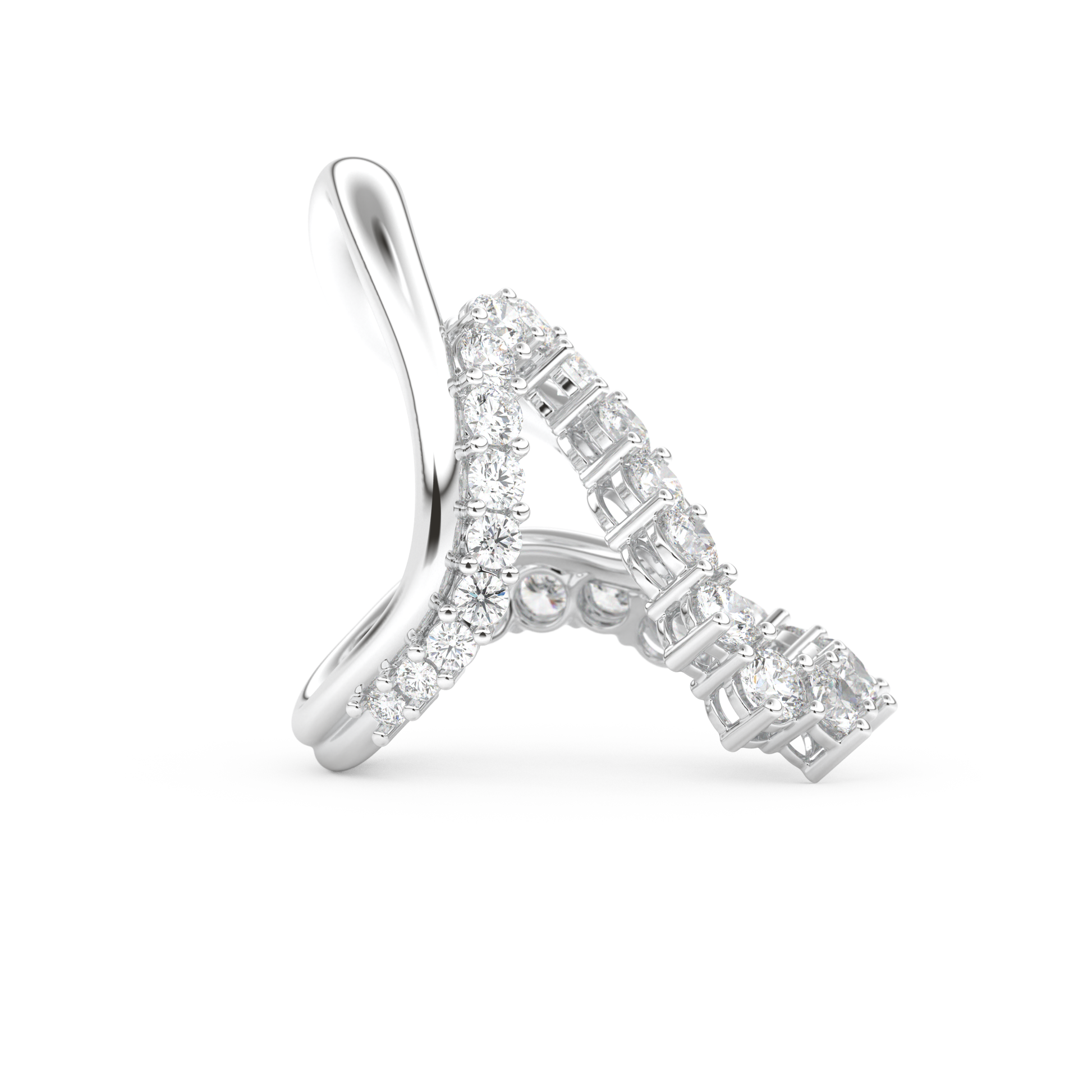 Multi Stones and Curved Wedding Band with 3.08 CT Round Cut Moissanite – Yellow, White, or Rose Gold