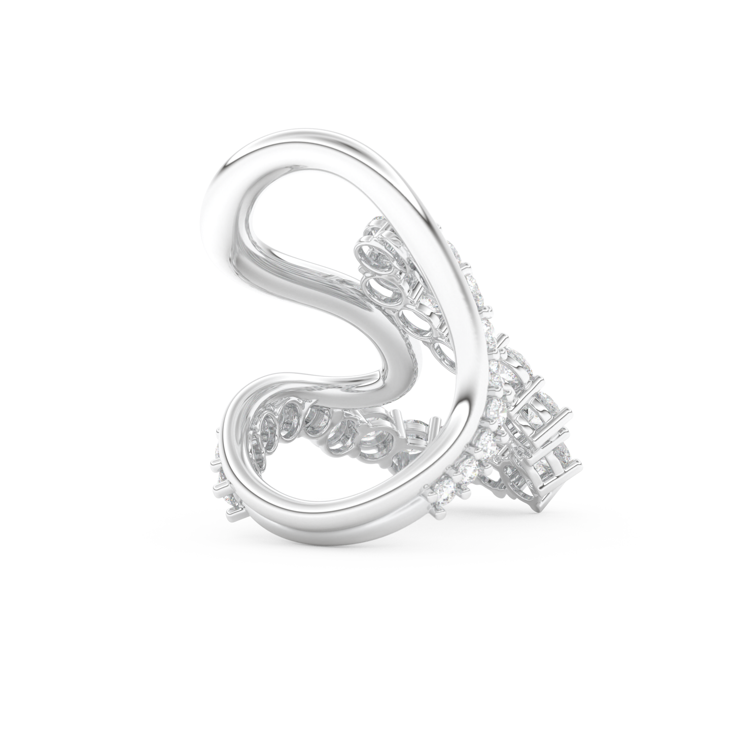 Multi Stones and Curved Wedding Band with 3.08 CT Round Cut Moissanite – Yellow, White, or Rose Gold