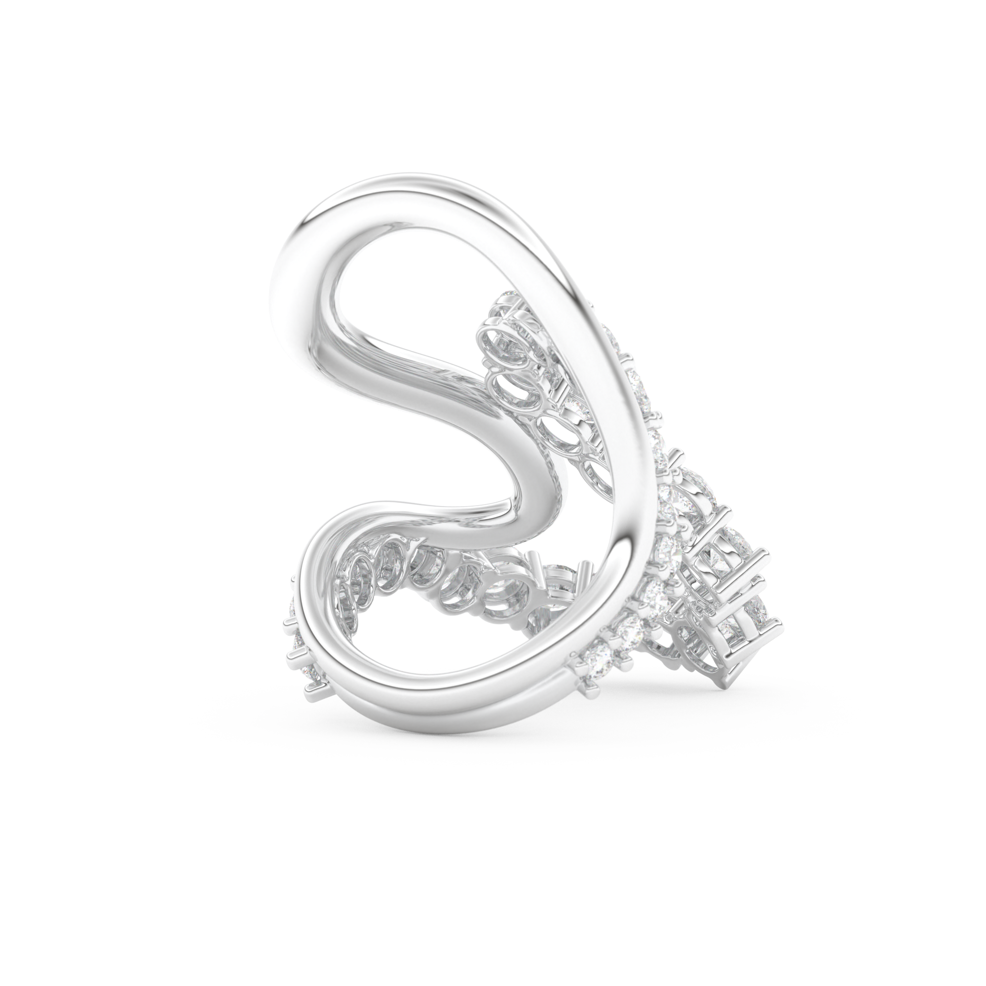 Multi Stones and Curved Wedding Band with 3.08 CT Round Cut Moissanite – Yellow, White, or Rose Gold