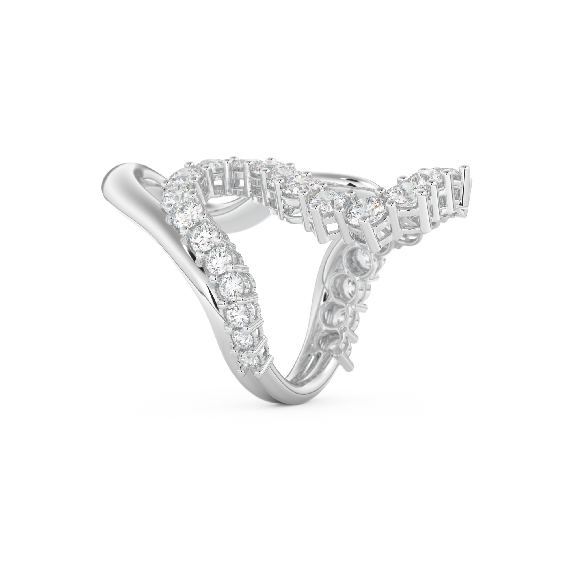Multi Stones and Curved Wedding Band with 3.08 CT Round Cut Moissanite – Yellow, White, or Rose Gold
