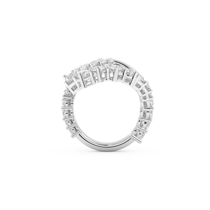 Multi Stones and Curved Wedding Band with 3.08 CT Round Cut Moissanite – Yellow, White, or Rose Gold