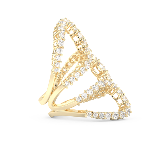 Curve and Multi Stones Design Wedding Band with 3.501 CT Round Cut Moissanite – Yellow, White, or Rose Gold