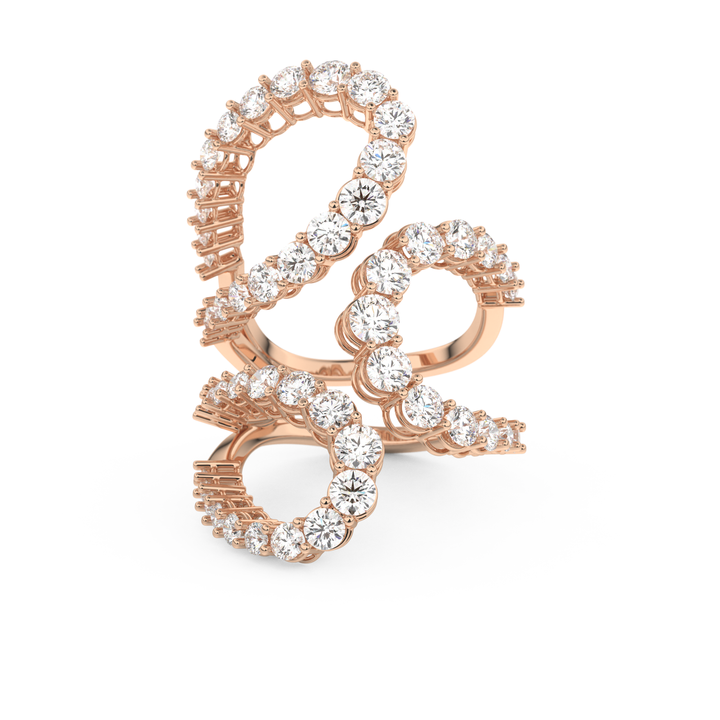 Curve and Multi Stones Design Wedding Band with 3.501 CT Round Cut Moissanite – Yellow, White, or Rose Gold