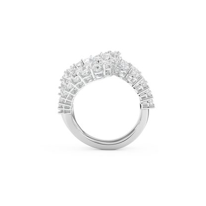 Curve and Multi Stones Design Wedding Band with 3.501 CT Round Cut Moissanite – Yellow, White, or Rose Gold