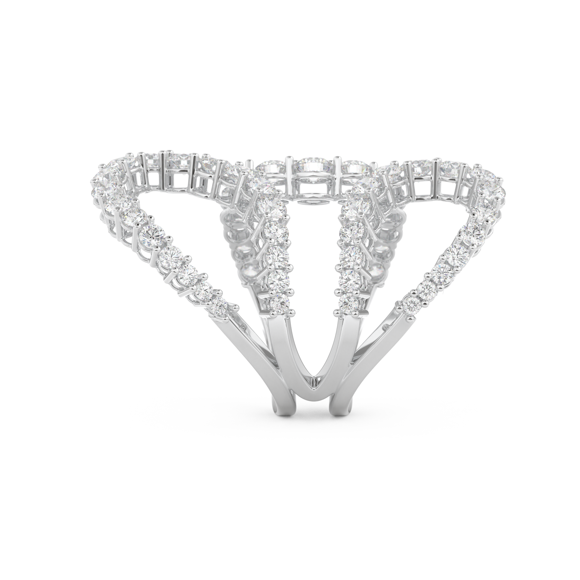 Curve and Multi Stones Design Wedding Band with 3.501 CT Round Cut Moissanite – Yellow, White, or Rose Gold