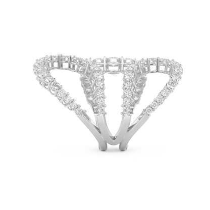 Curve and Multi Stones Design Wedding Band with 3.501 CT Round Cut Moissanite – Yellow, White, or Rose Gold