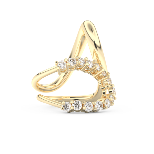 Curve and Multi Stones Wedding Band with 1.13 CT Round Cut Moissanite – Yellow, White, or Rose Gold