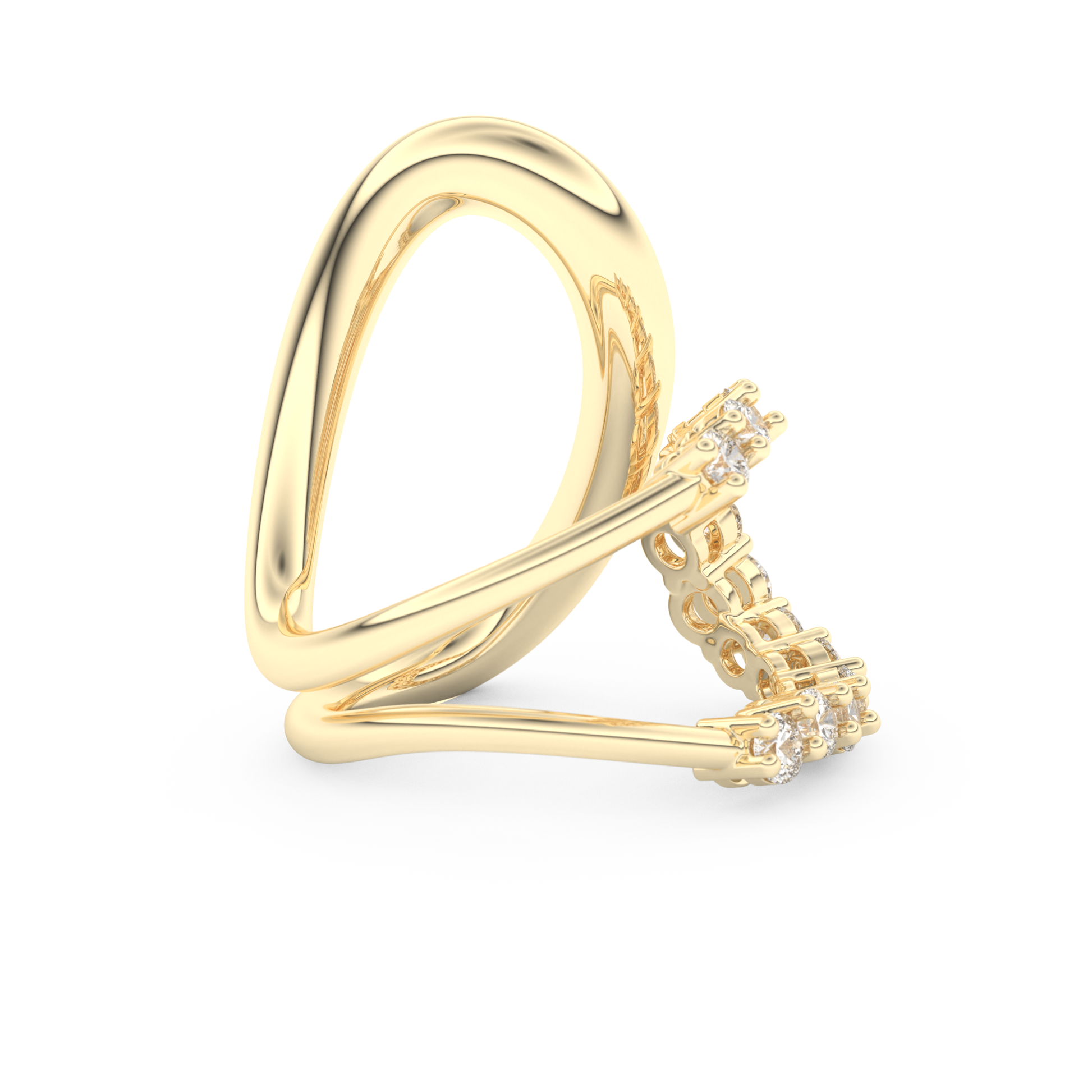 Curve and Multi Stones Wedding Band with 1.13 CT Round Cut Moissanite – Yellow, White, or Rose Gold