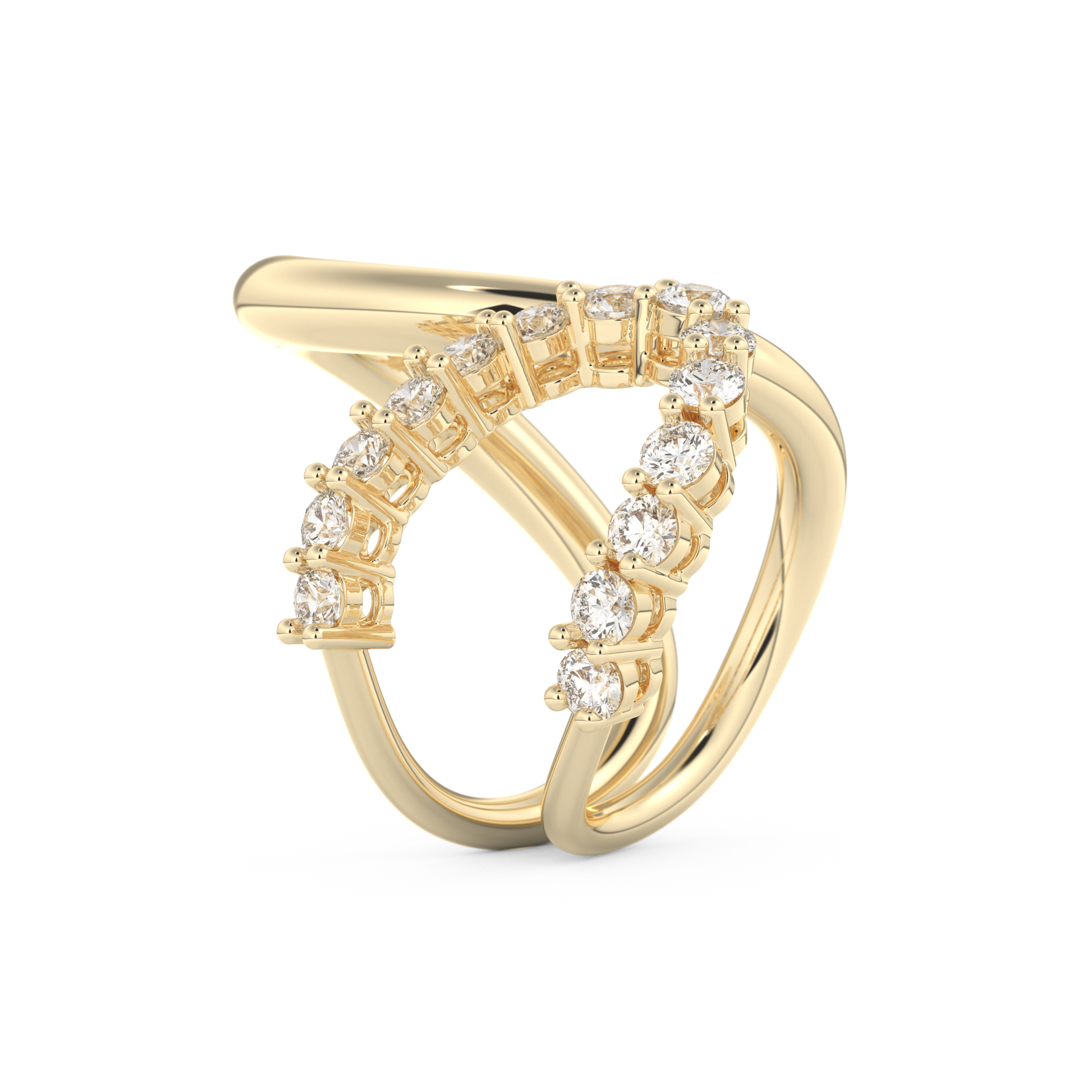 Curve and Multi Stones Wedding Band with 1.13 CT Round Cut Moissanite – Yellow, White, or Rose Gold