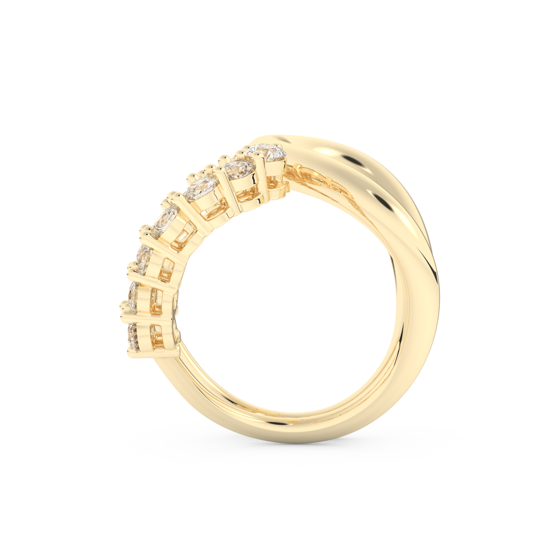 Curve and Multi Stones Wedding Band with 1.13 CT Round Cut Moissanite – Yellow, White, or Rose Gold