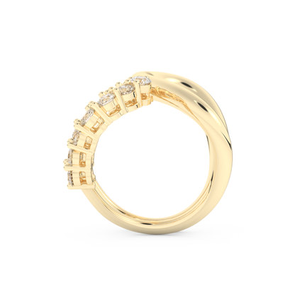 Curve and Multi Stones Wedding Band with 1.13 CT Round Cut Moissanite – Yellow, White, or Rose Gold