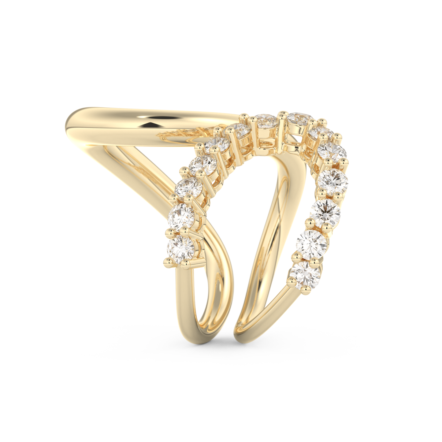 Curve and Multi Stones Wedding Band with 1.13 CT Round Cut Moissanite – Yellow, White, or Rose Gold