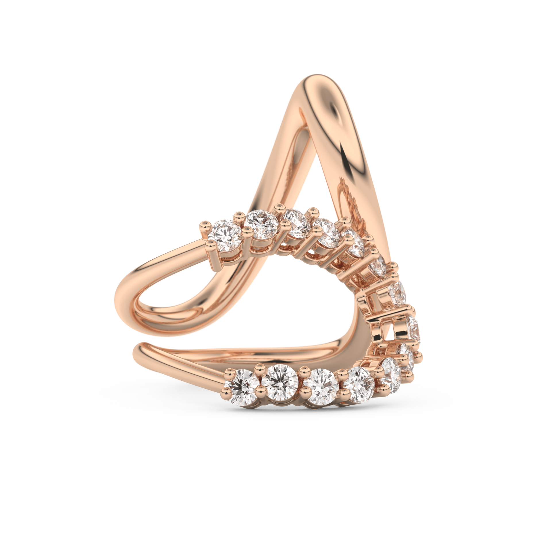 Curve and Multi Stones Wedding Band with 1.13 CT Round Cut Moissanite – Yellow, White, or Rose Gold