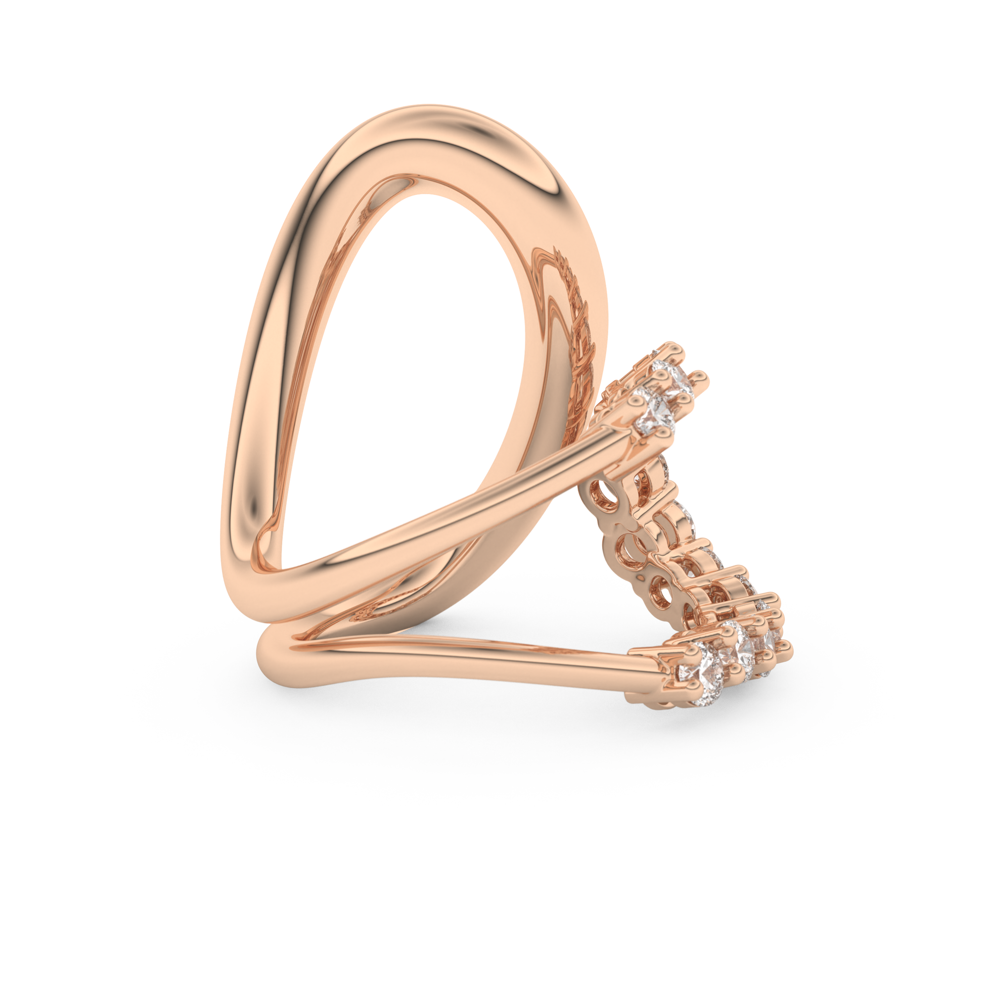 Curve and Multi Stones Wedding Band with 1.13 CT Round Cut Moissanite – Yellow, White, or Rose Gold