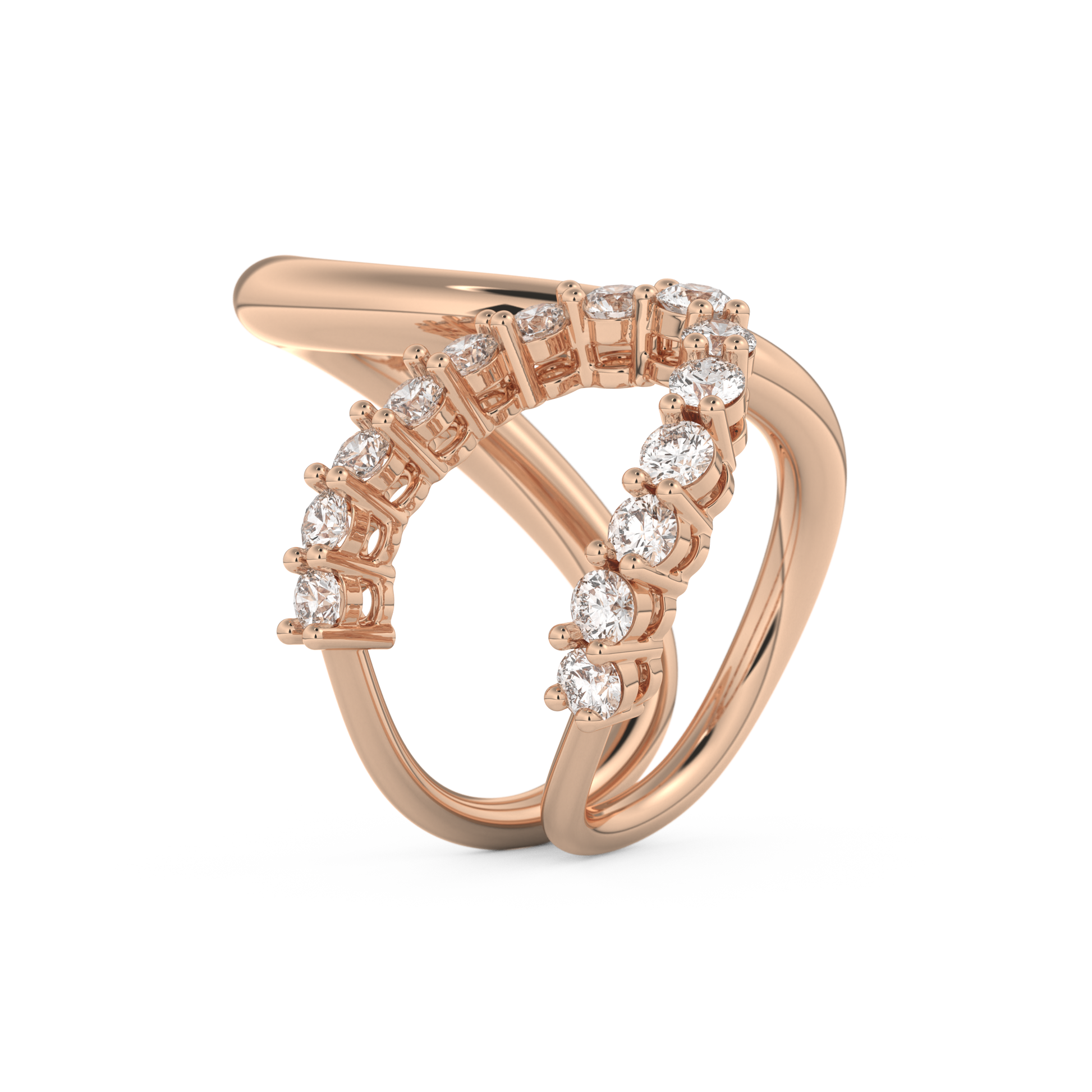 Curve and Multi Stones Wedding Band with 1.13 CT Round Cut Moissanite – Yellow, White, or Rose Gold