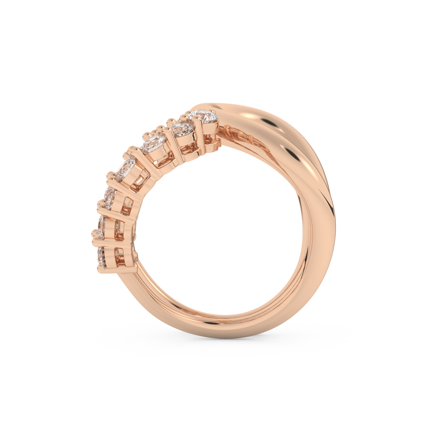 Curve and Multi Stones Wedding Band with 1.13 CT Round Cut Moissanite – Yellow, White, or Rose Gold