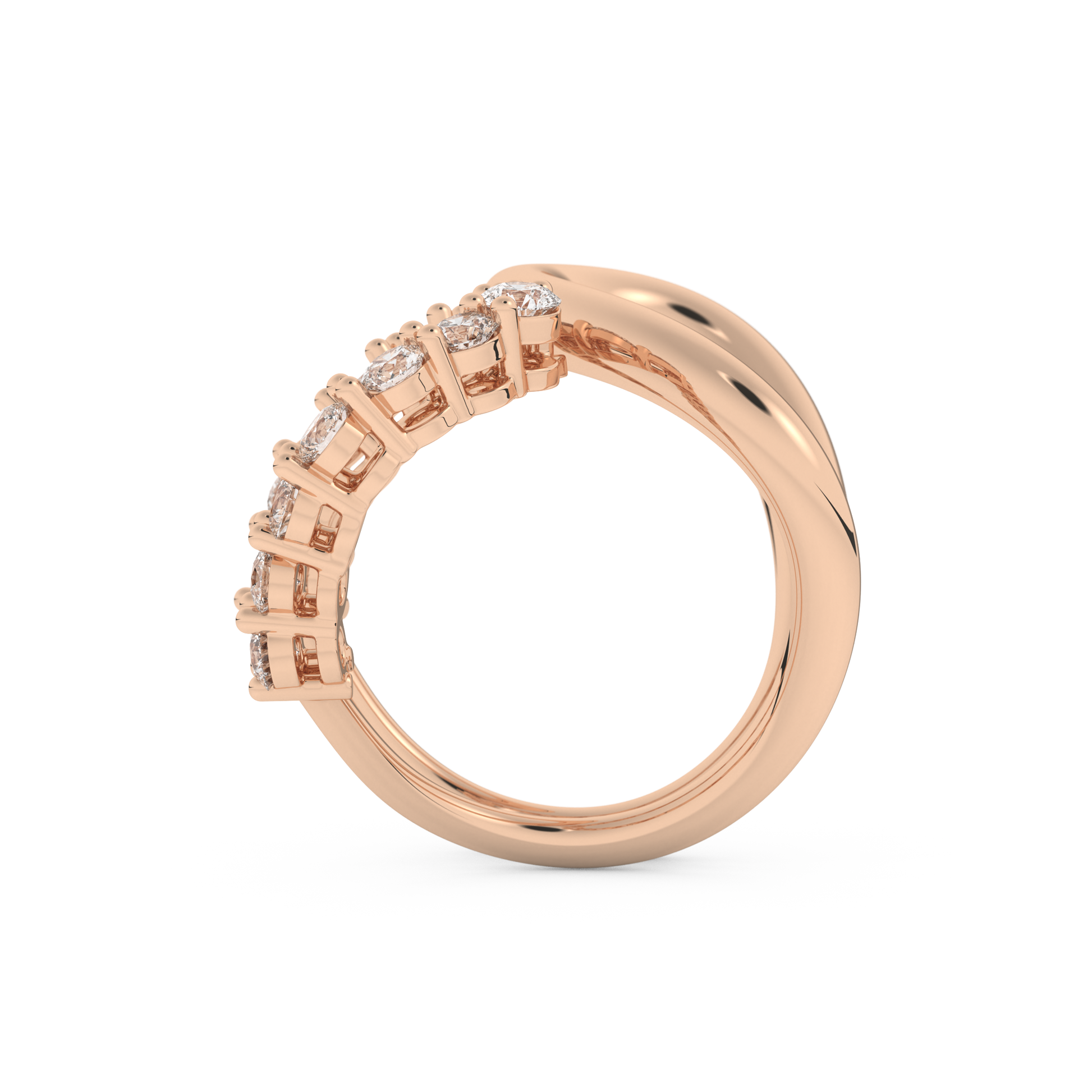 Curve and Multi Stones Wedding Band with 1.13 CT Round Cut Moissanite – Yellow, White, or Rose Gold