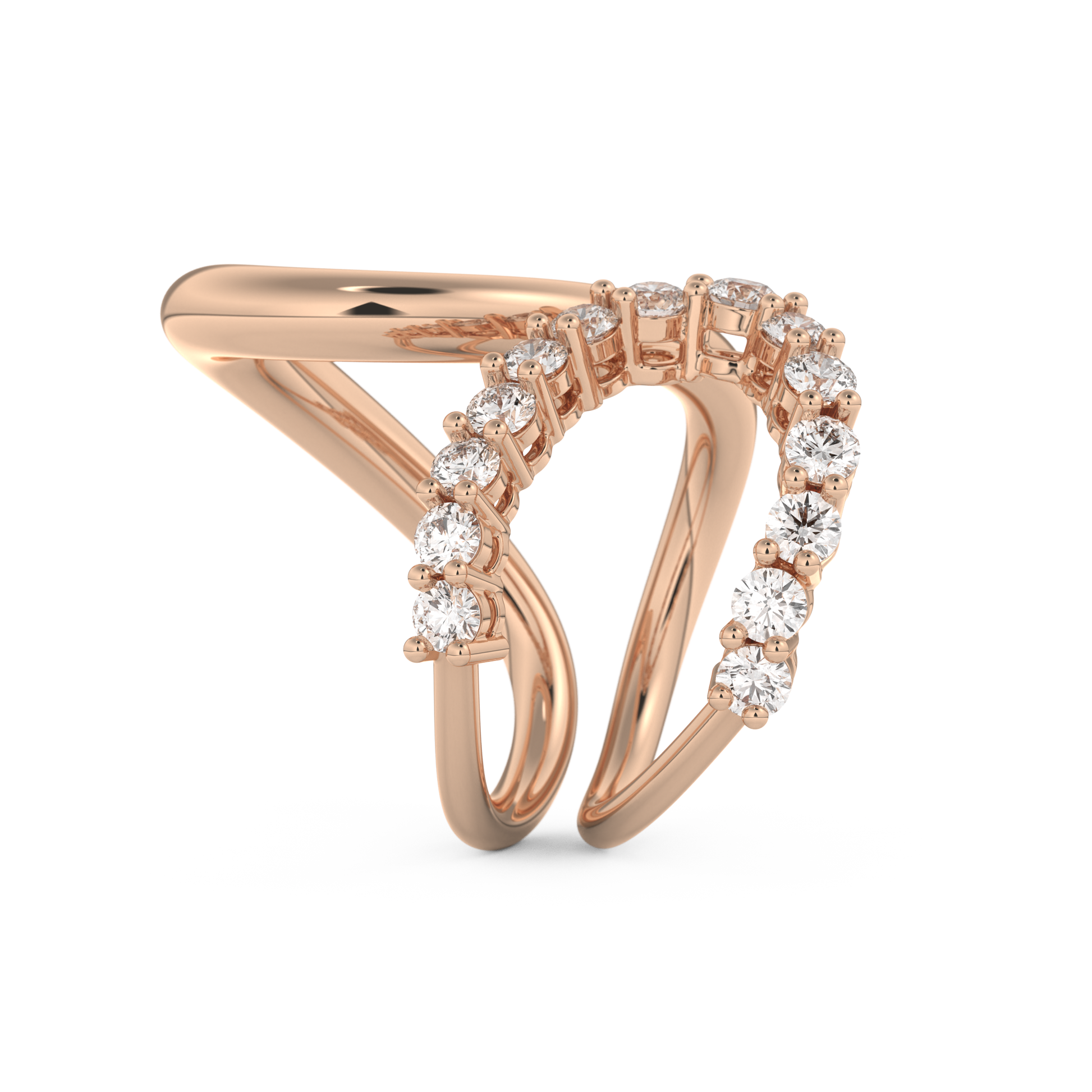 Curve and Multi Stones Wedding Band with 1.13 CT Round Cut Moissanite – Yellow, White, or Rose Gold