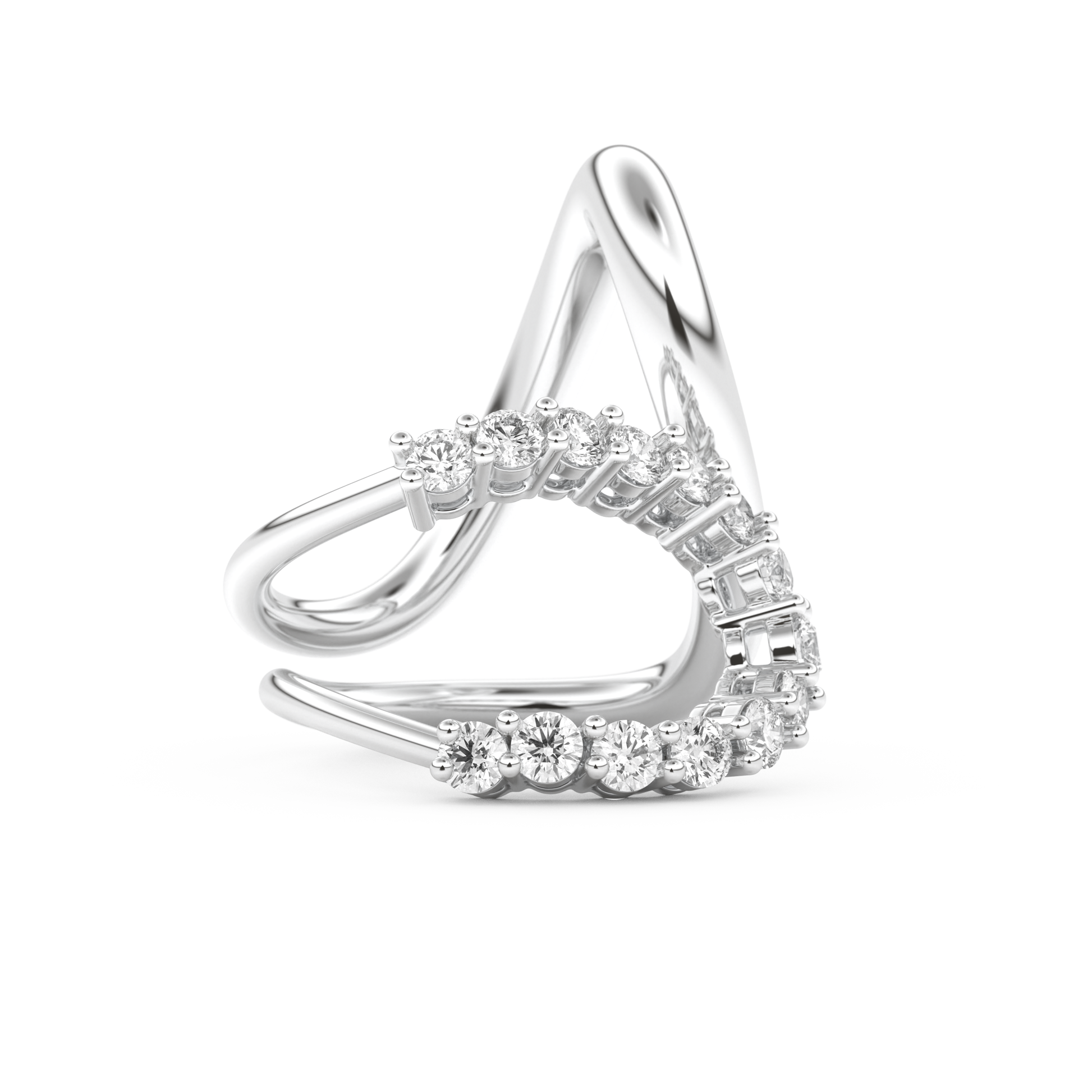 Curve and Multi Stones Wedding Band with 1.13 CT Round Cut Moissanite – Yellow, White, or Rose Gold
