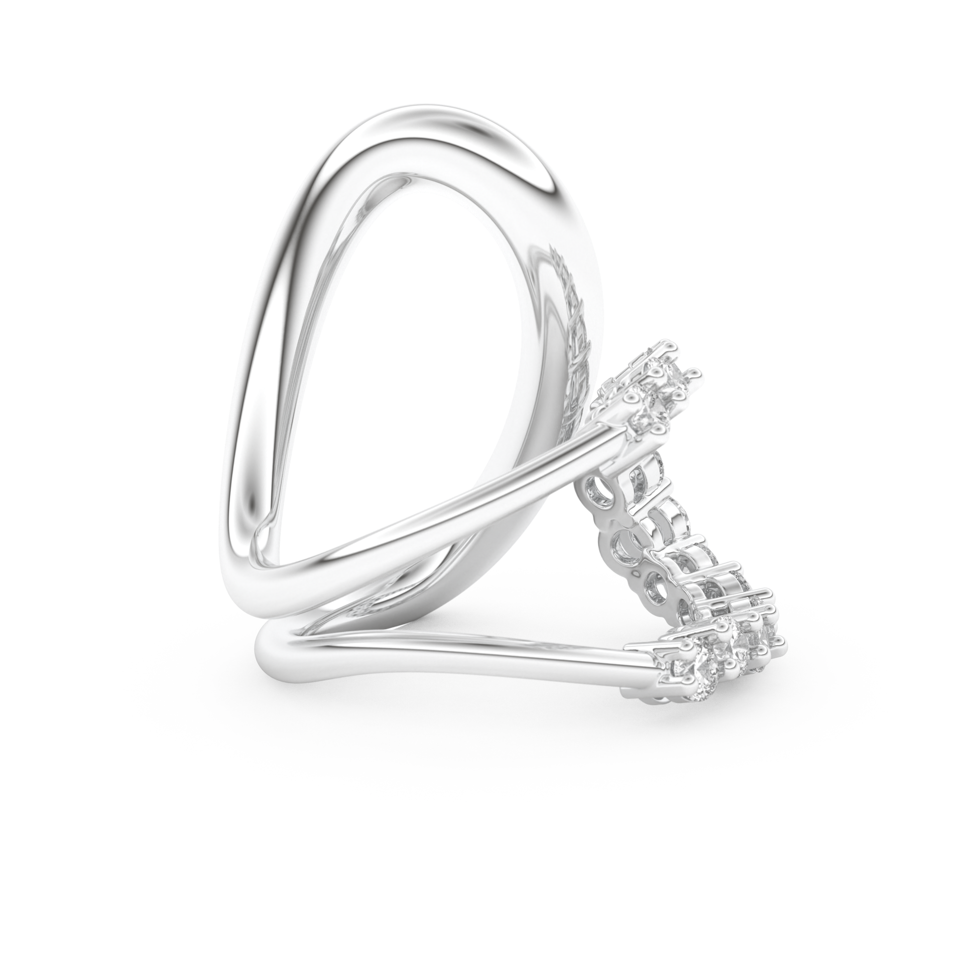 Curve and Multi Stones Wedding Band with 1.13 CT Round Cut Moissanite – Yellow, White, or Rose Gold