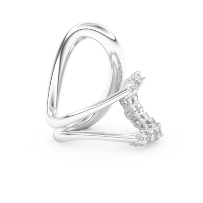 Curve and Multi Stones Wedding Band with 1.13 CT Round Cut Moissanite – Yellow, White, or Rose Gold