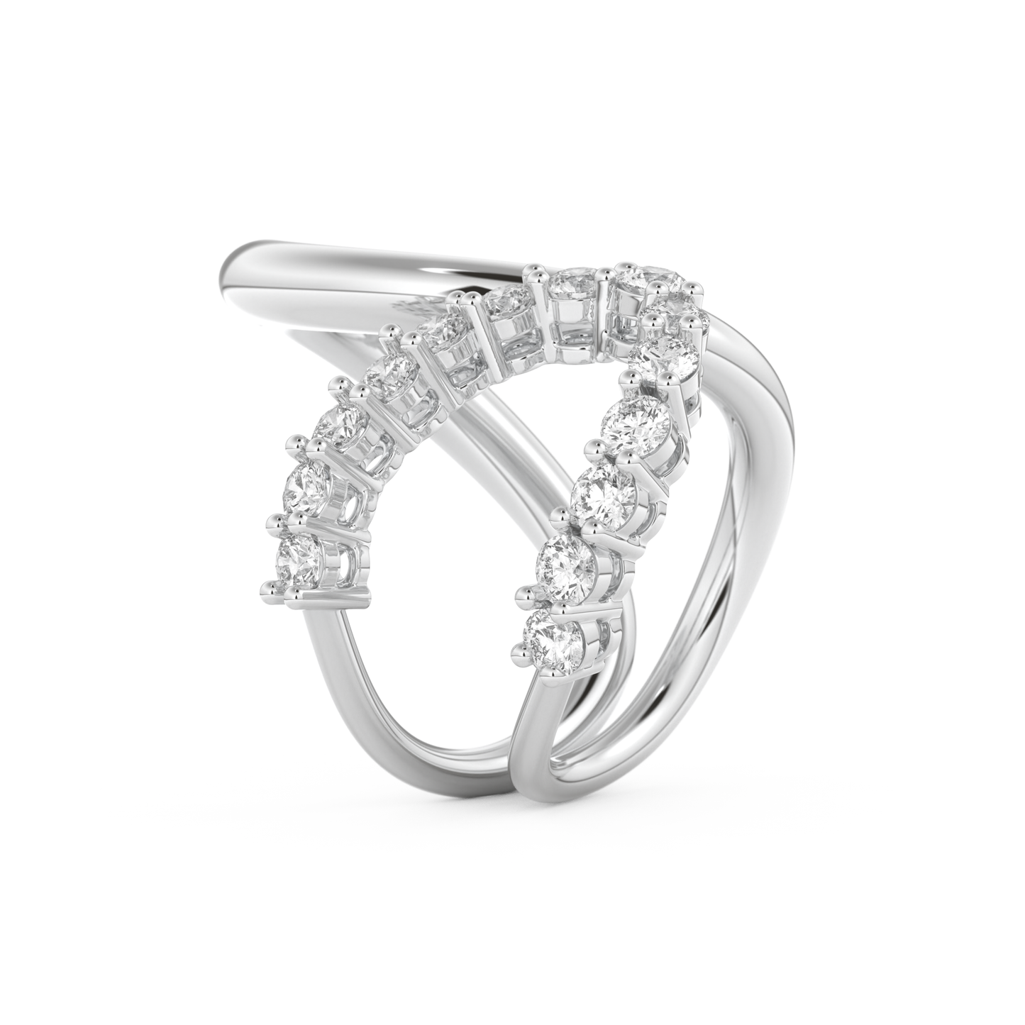 Curve and Multi Stones Wedding Band with 1.13 CT Round Cut Moissanite – Yellow, White, or Rose Gold