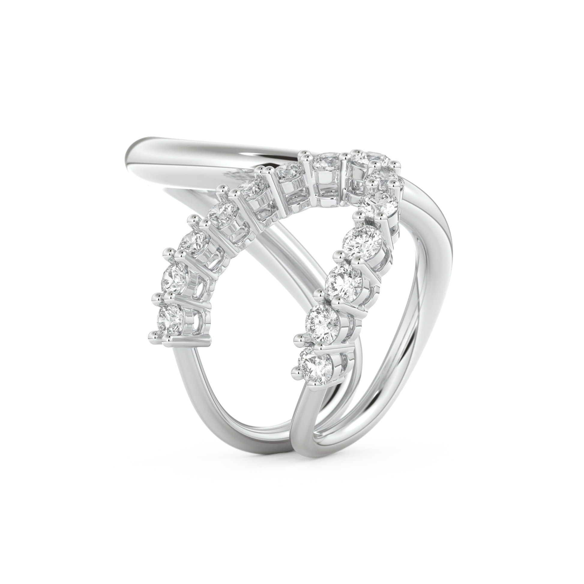 Curve and Multi Stones Wedding Band with 1.13 CT Round Cut Moissanite – Yellow, White, or Rose Gold