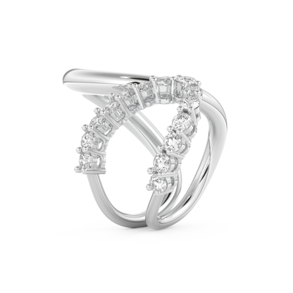 Curve and Multi Stones Wedding Band with 1.13 CT Round Cut Moissanite – Yellow, White, or Rose Gold