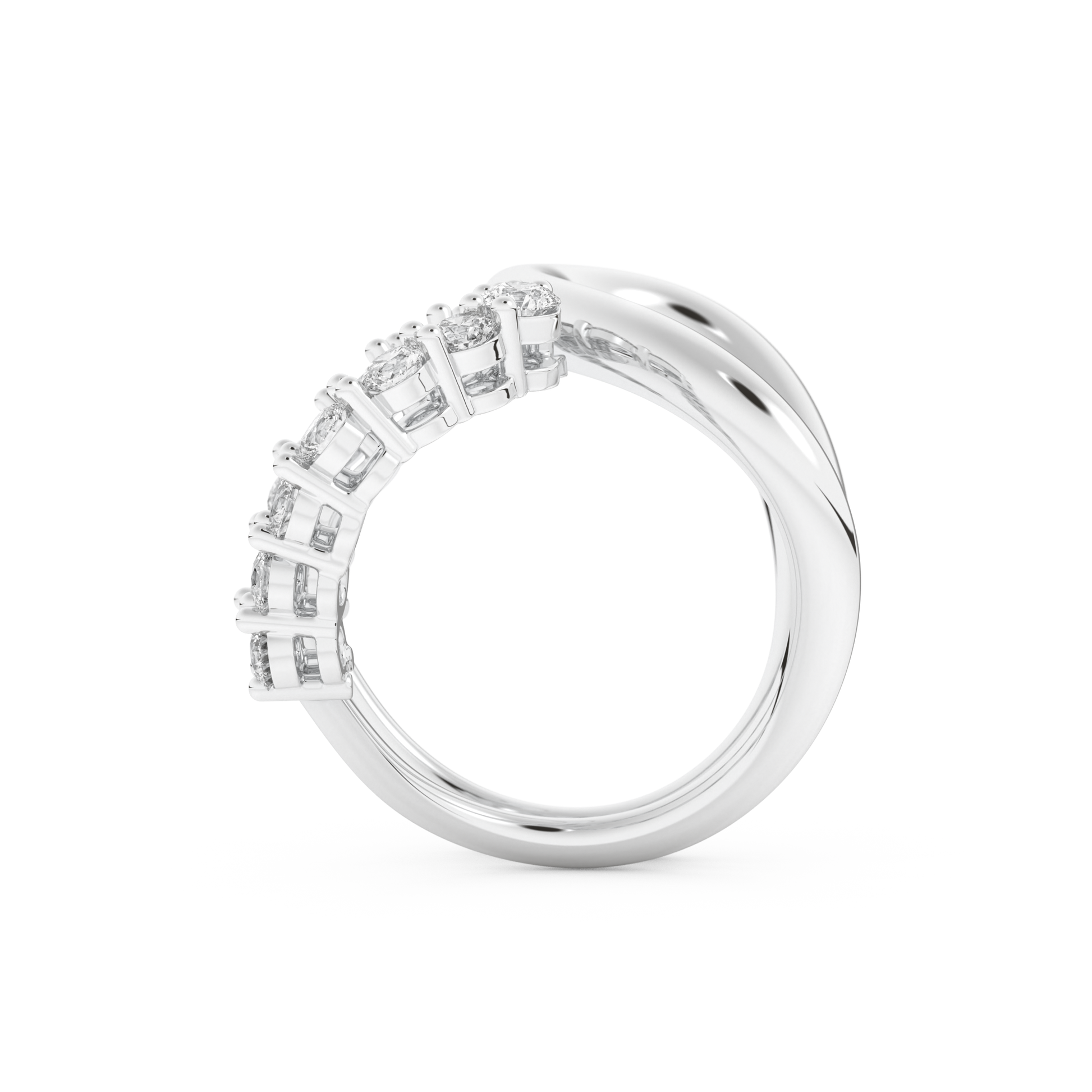 Curve and Multi Stones Wedding Band with 1.13 CT Round Cut Moissanite – Yellow, White, or Rose Gold