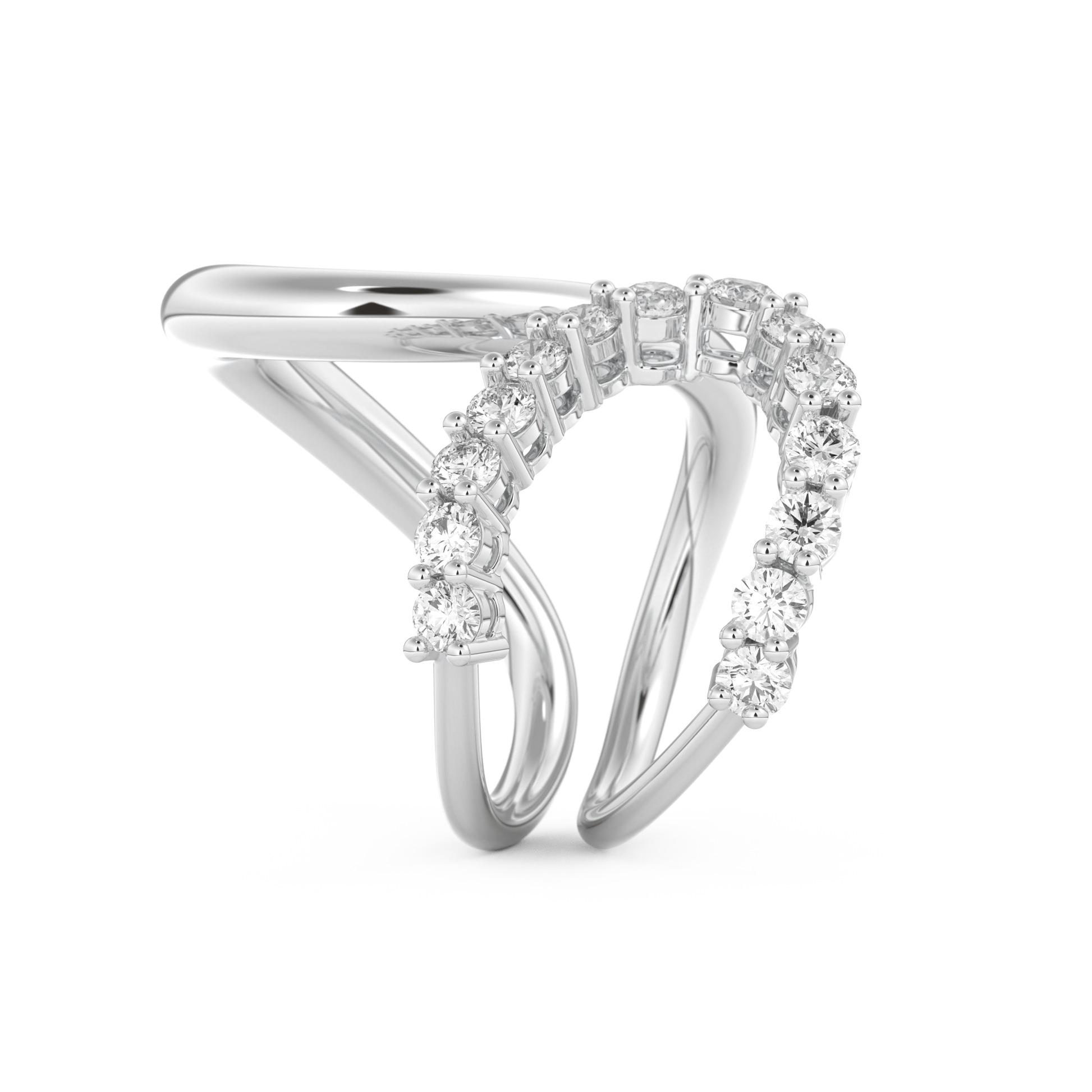 Curve and Multi Stones Wedding Band with 1.13 CT Round Cut Moissanite – Yellow, White, or Rose Gold