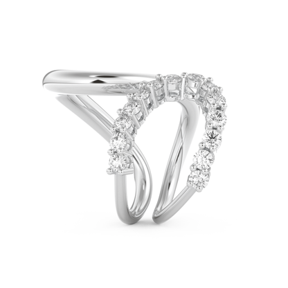 Curve and Multi Stones Wedding Band with 1.13 CT Round Cut Moissanite – Yellow, White, or Rose Gold