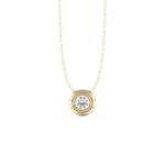 Stunning 0.28 CT Round Moissanite Diamond Bezel Solitaire Necklace in Solid Gold