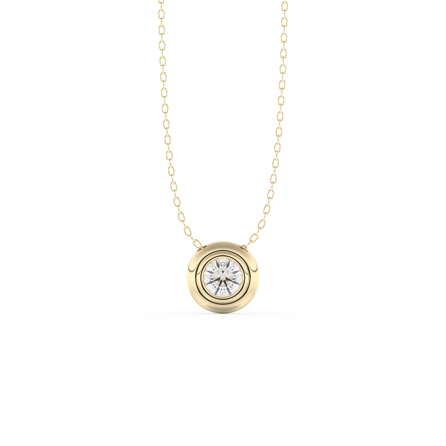Stunning 0.28 CT Round Moissanite Diamond Bezel Solitaire Necklace in Solid Gold