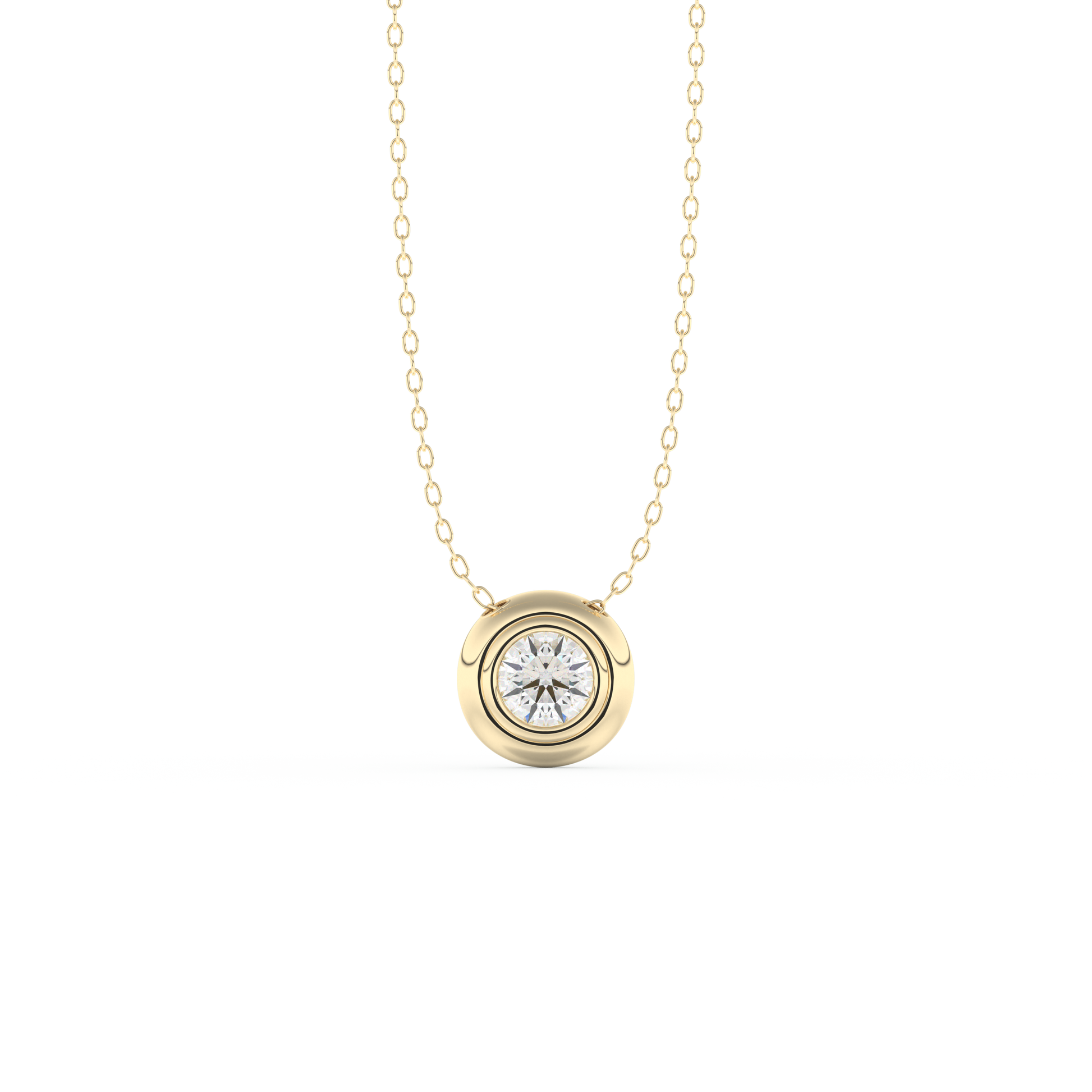 Stunning 0.28 CT Round Moissanite Diamond Bezel Solitaire Necklace in Solid Gold