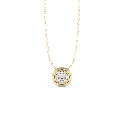 Stunning 0.28 CT Round Moissanite Diamond Bezel Solitaire Necklace in Solid Gold