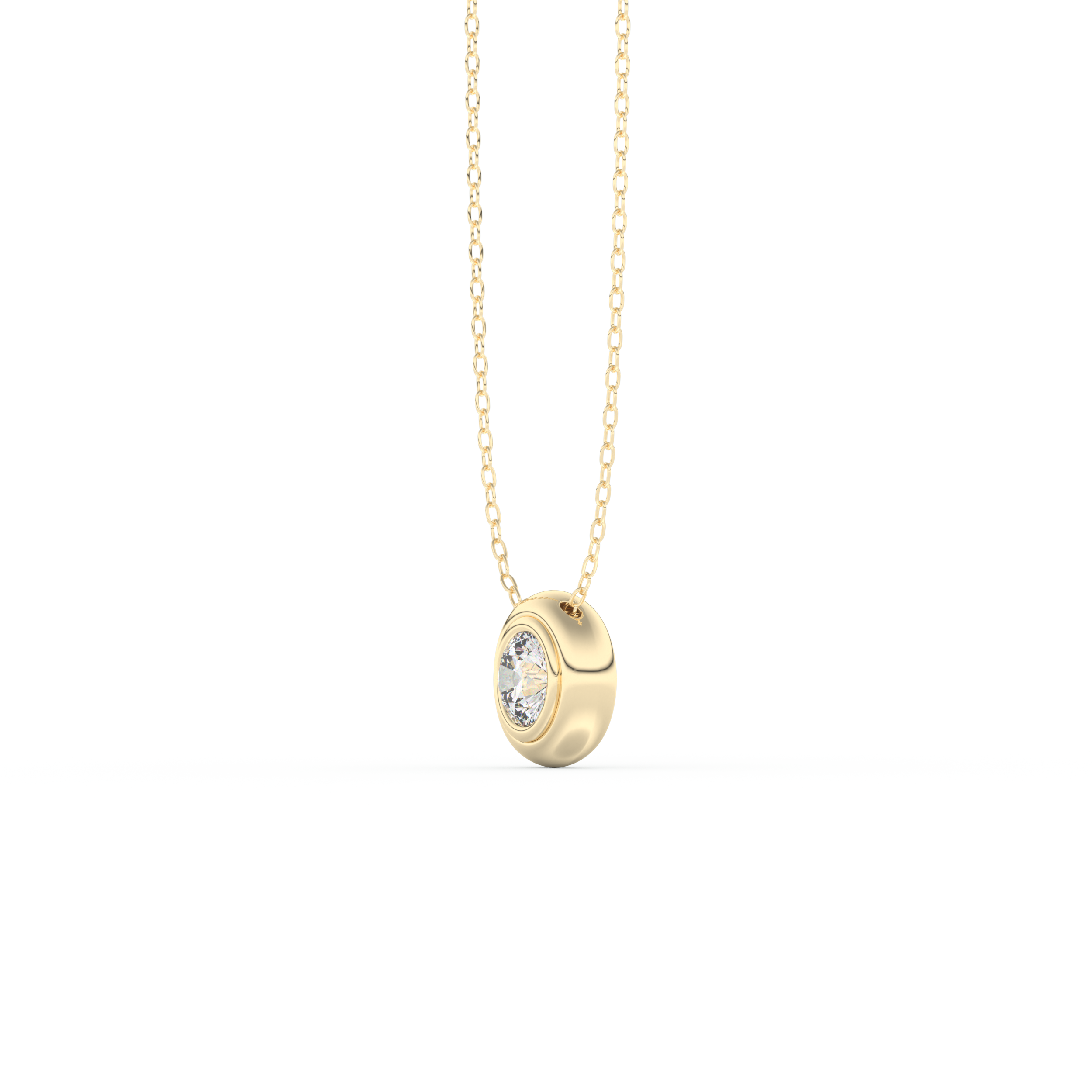 Stunning 0.28 CT Round Moissanite Diamond Bezel Solitaire Necklace in Solid Gold