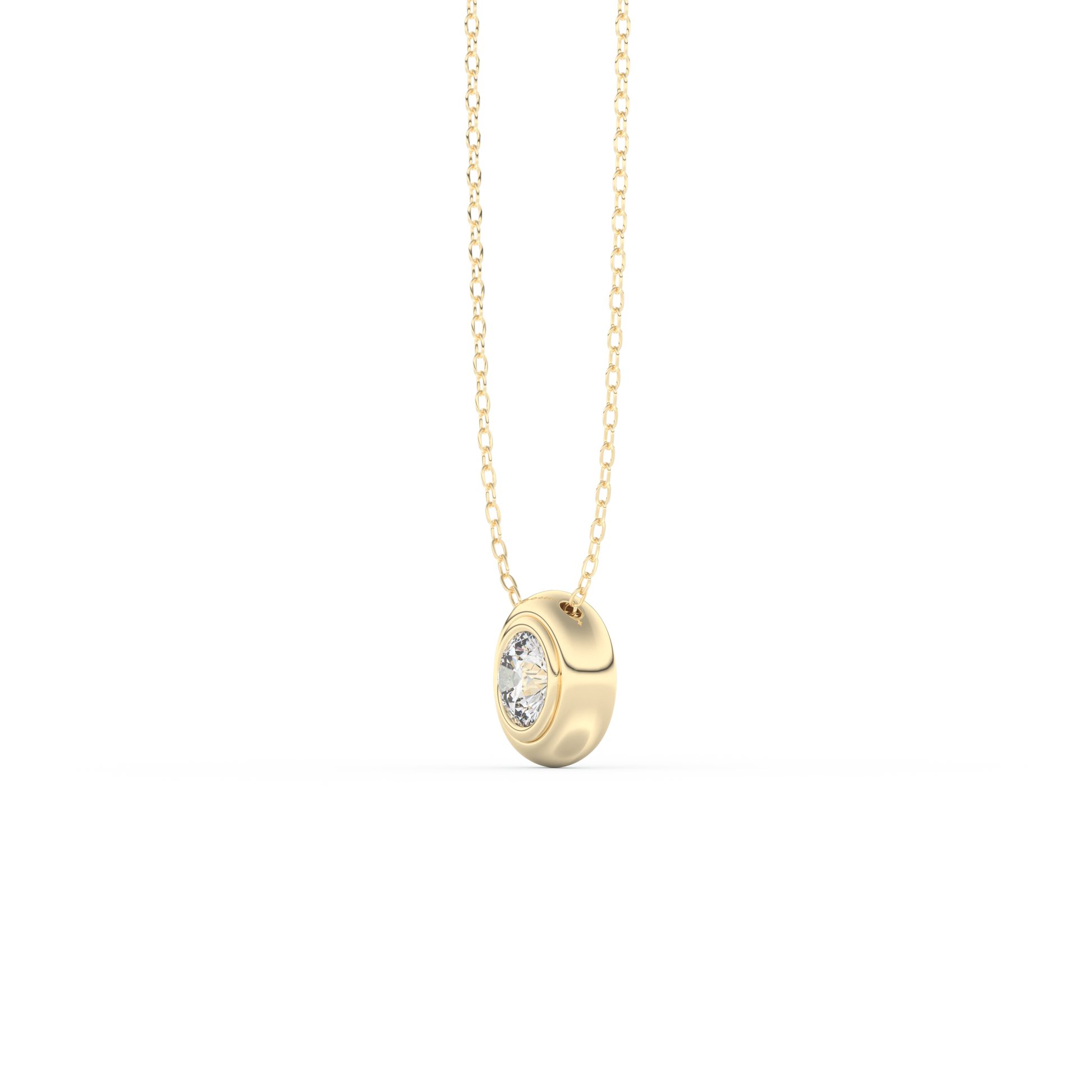Stunning 0.28 CT Round Moissanite Diamond Bezel Solitaire Necklace in Solid Gold