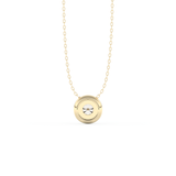 Stunning 0.28 CT Round Moissanite Diamond Bezel Solitaire Necklace in Solid Gold