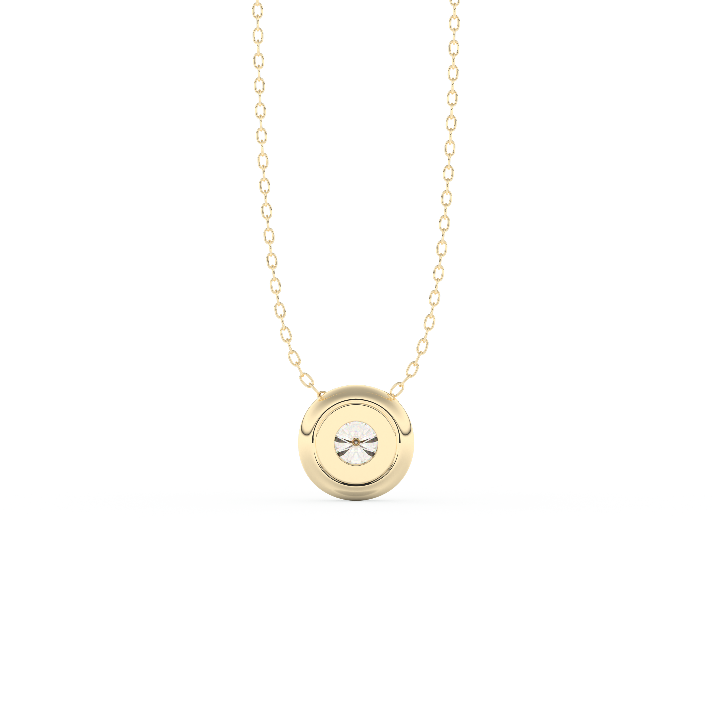 Stunning 0.28 CT Round Moissanite Diamond Bezel Solitaire Necklace in Solid Gold
