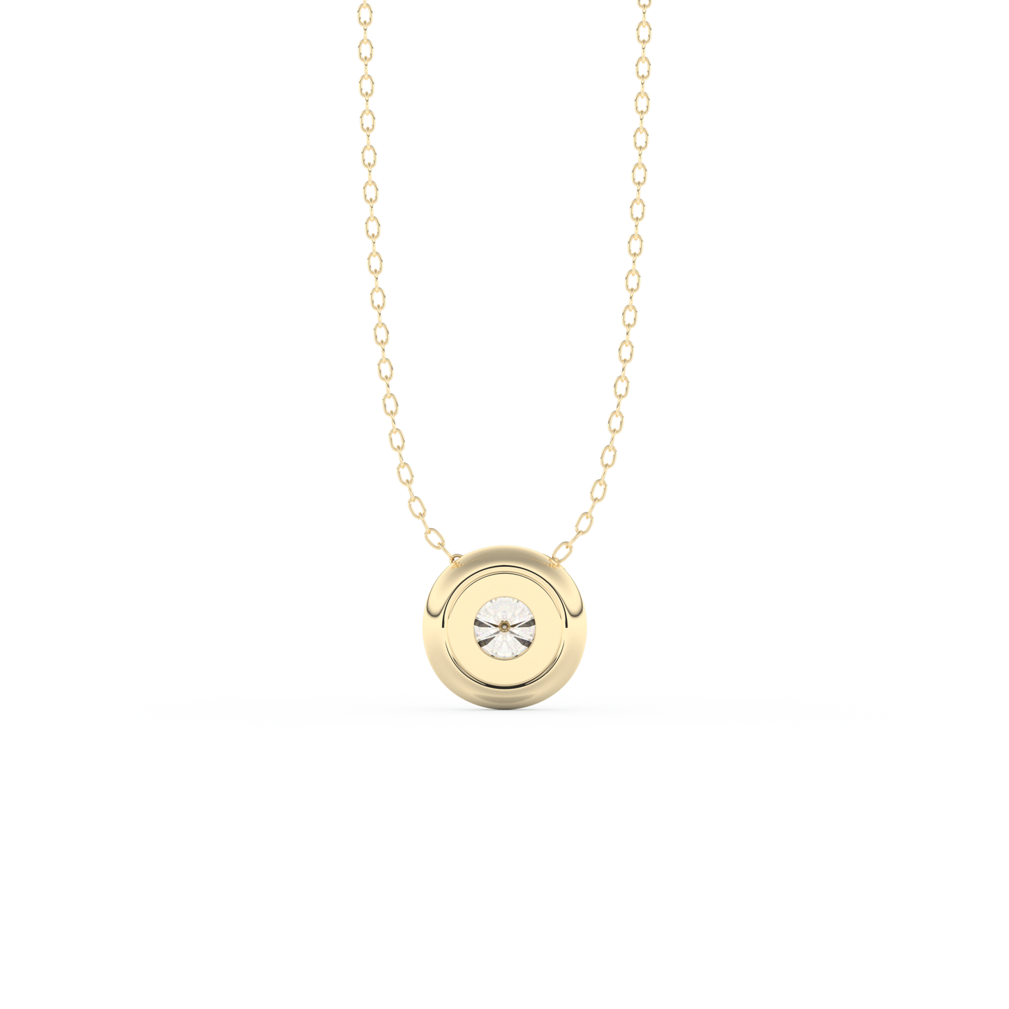 Stunning 0.28 CT Round Moissanite Diamond Bezel Solitaire Necklace in Solid Gold