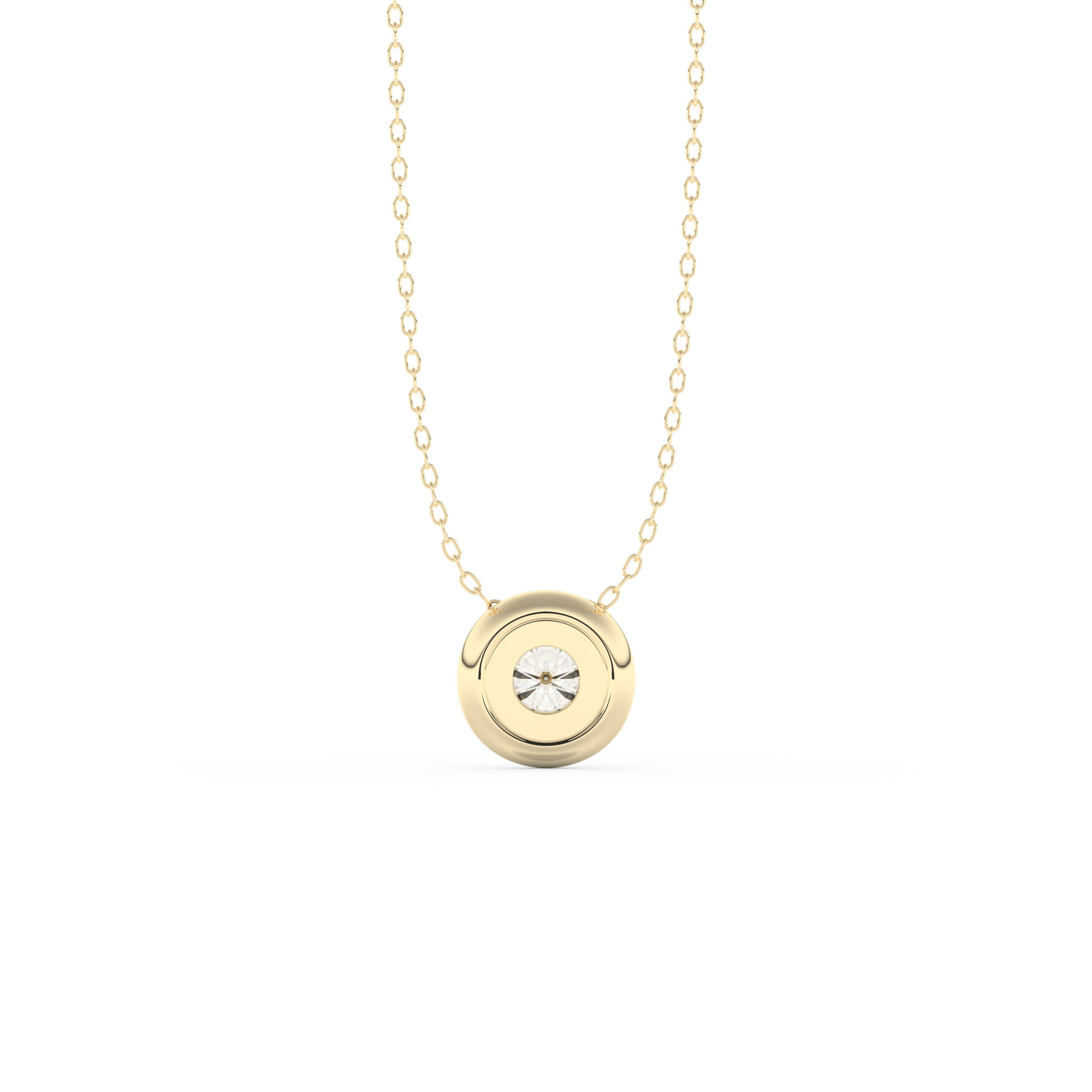Stunning 0.28 CT Round Moissanite Diamond Bezel Solitaire Necklace in Solid Gold